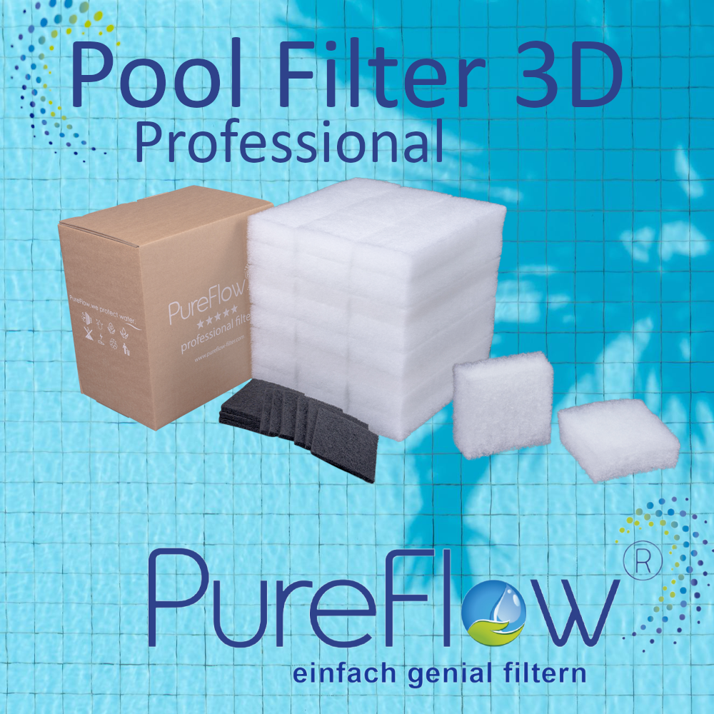 PureFlow POOLFILTER 3D PROFESSIONAL - Innovativer Poolfilter für Filterkessel inkl. Aktivkohle gegen Biofouling, Gerüche & Chemikalien