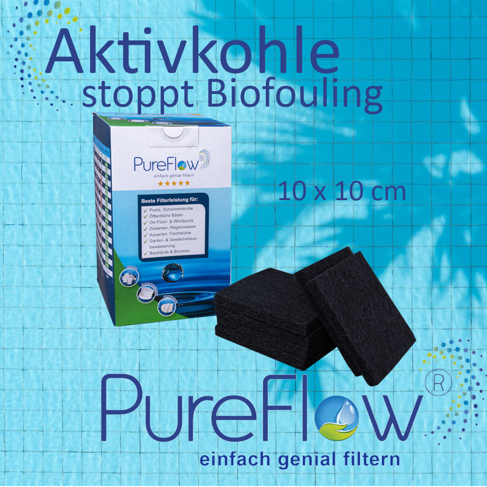 PureFlow Aktivkohle – 14 Aktivkohlefilter für umfassenden Schutz. Die 10 x 10 cm Filtersegmente sind ein natürlicher Schutz gegen jegliche Verschmutzung von mikrobiologischer Größe bis zu Schwermetallen