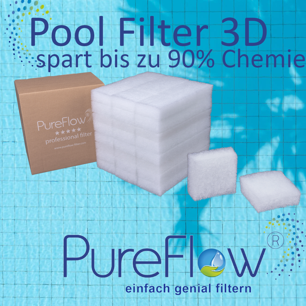 PureFlow POOLFILTER Pool 3D: Ausgezeichnetes Poolfiltermaterial für erstklassige Wasserqualität. Effizient, langlebig, leicht zu reinigen - für alle gängigen Filteranlagen geeignet.