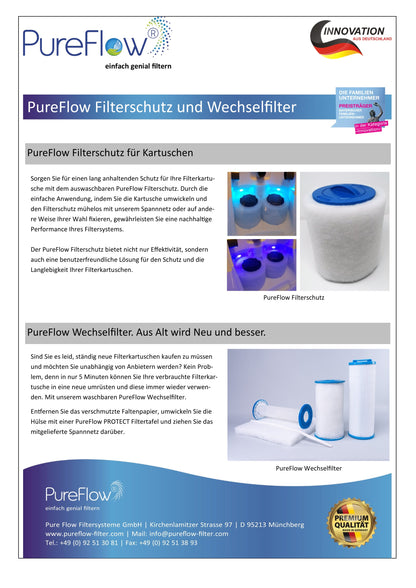 PureFlow Wechselfilter. Filtermaterial, um sich von Kartuschenfiltern der Hersteller unabhängig zu machen. Einfacher Austausch gegen die Lamellen unter Weiternutzung der Grundträger.