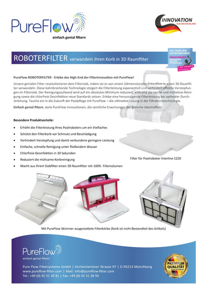 PureFlow ROBOTERFILTER für BWT B-Line. 3D-Raumfilter mit 100 % Filtervolumen, chlorfreie Desinfektion. Feinstfilter für herausragende Filterleistung und ein leistungsstarkes Filtersystem. Entfernt feinsten Schmutz und Schwebstoffe.