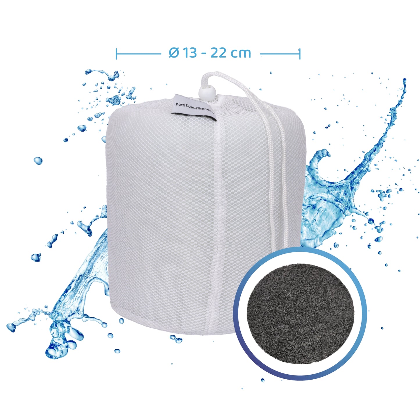PureFlow® síťový filtr EcoSpa (Ø16x16cm) včetně zatahovací pásky
